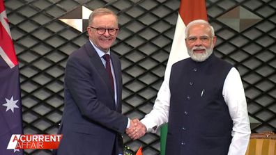 Australian Prime Minister Anthony Albanese and India's Prime Minister Narendra Modi. 