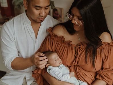 Renato and Vanessa Churches after brining son Bryson home.