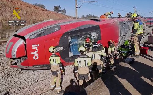 Site of a train collision in Adamuz, southern Spain