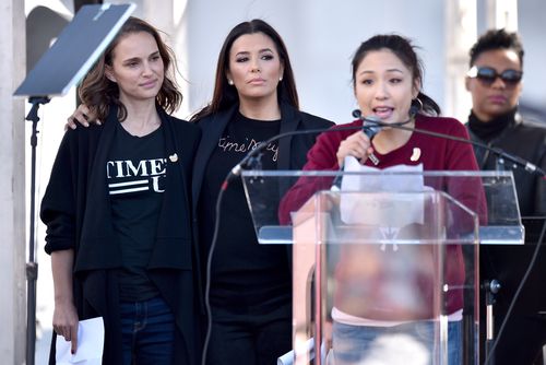 Natalie Portman, Eva Longoria and Constance Wu attended the march. (AAP)