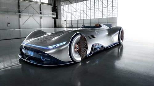 The EQ Vision Silver Arrow show car from Mercedes-Benz.