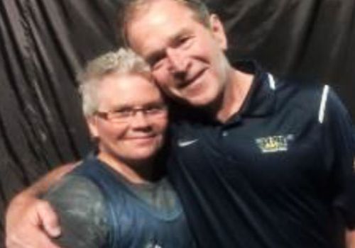 Cristine Ashcroft pictured with former US president George Bush at the Invictus Games.