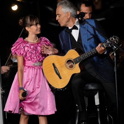 Andrea Bocelli performs with his daughter Virginia at BST Hyde Park on July 5, 2024