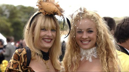 Maureen Boyce, left, with her daughter Angelique at the Melbourne Cup.