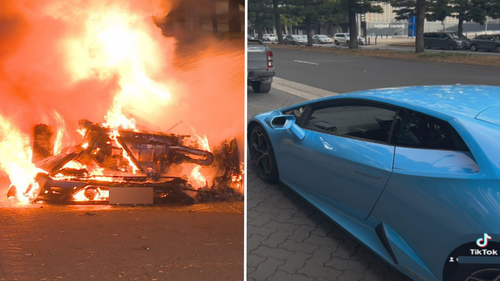 Police are investigating a "suspicious fire" after a Lamborghini caught fire in Olympic Park overnight.