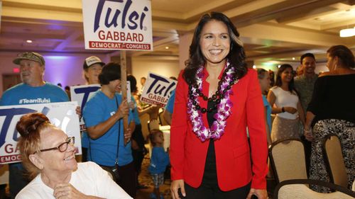 Congresswoman Tulsi Gabbard at her election night party in Honolulu earlier this month.