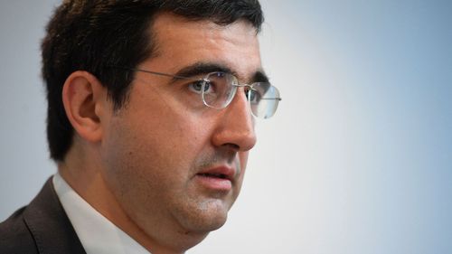 Vladimir Kramnik attends an event in St. Petersburg, Russia, in 2019.