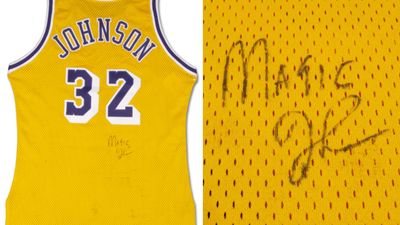 Magic Johnson Signed 1990-91 Game Worn Lakers Home Jersey Mears A10 + JSA + SCP
