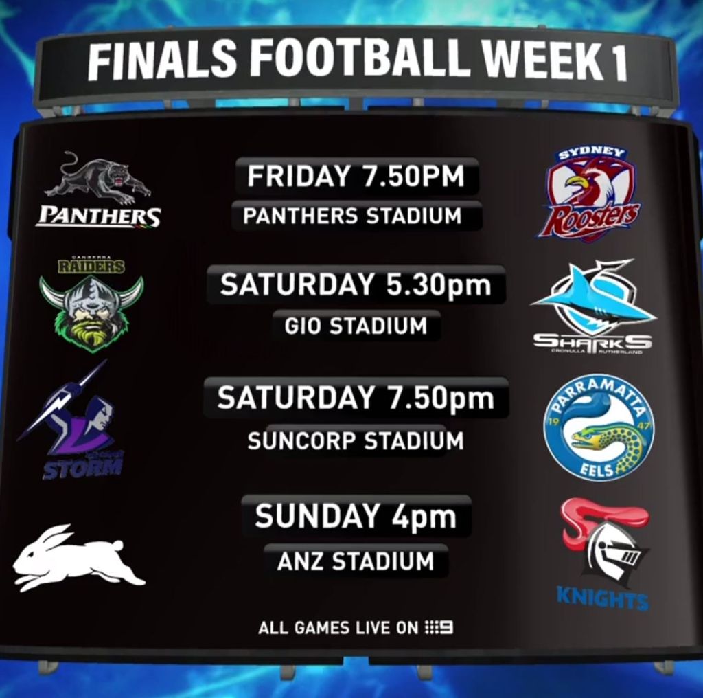 NRL finals fixture week one  Schedule, dates, times, venues, matches  revealed