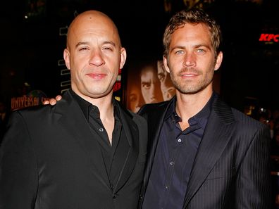 Vin Diesel and Paul Walker arrive on the red carpet of the Los Angeles premiere of Fast & Furious in 2009 in Universal City, California.