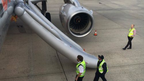 Emergency slide accidentally deployed from Jetstar plane after landing at Melbourne airport