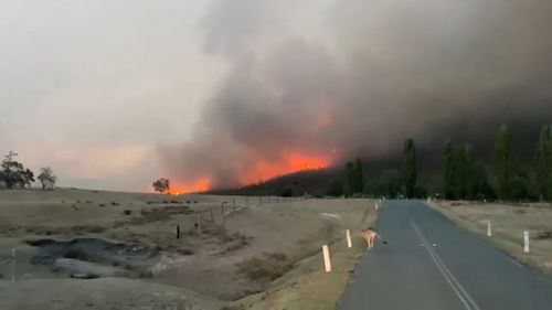 A bushfire burning near Canberra.