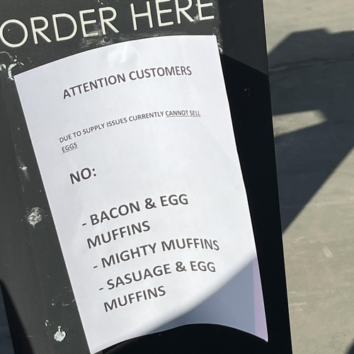 McDonald's sign on egg shortages. 