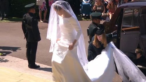 The gown was made of pure white bonded silk cady.