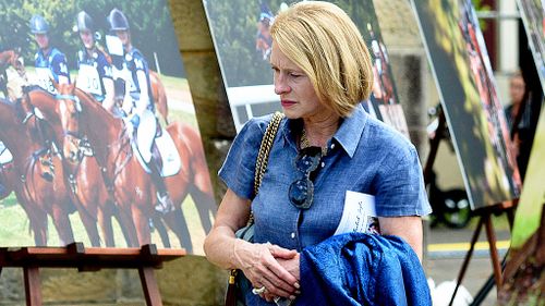 Horse Trainer Gai Waterhouse at the Funeral service for equestrian rider Olivia Inglis at St Jude's Church Randwick. (AAP)