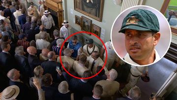 Usman Khawaja was less than pleased at the behaviour of members inside the iconic Lord&#x27;s Long Room on day five