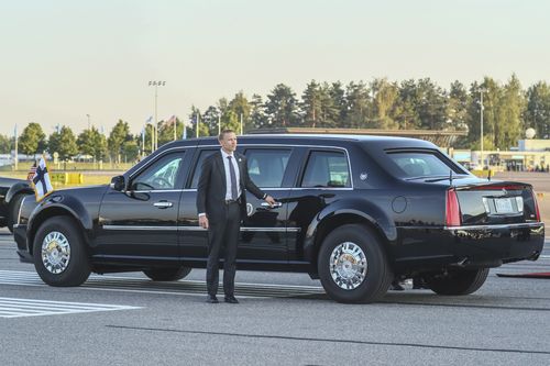 The president's heavily armoured car has followed him on every stop of the trip. Picture: AAP