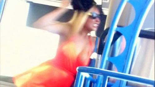 A woman is filmed attacking a blind man on a Gold Coast bus on February 24, 2014. (Supplied)