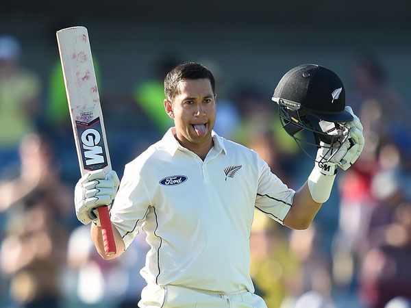 Ross Taylor celebrates his double-century. (AAP)