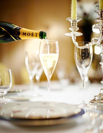 Moet and Chandon Imperial poured into a Champagne flute