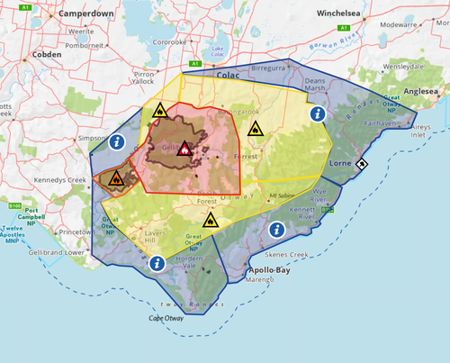 Several emergency warnings have been downgraded around the Carlisle River fire.