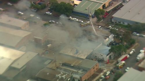The fire broke out in the Highgate Road factory just before 2pm. (9NEWS)