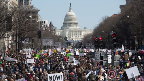 Thousands of people attend the March For Our Lives on Pennsylvania Avenue in Washington, DC. (EPA)