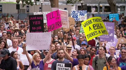 Sydney NSW Pill Testing protest rally