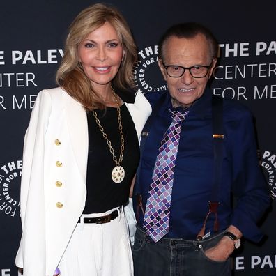 Larry King and wife Shawn, 2018 in Beverly Hills, California.