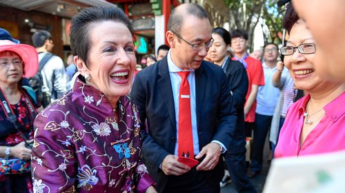 Sydney Lord Mayor Clover Moore in Chinatown, Sydney, wishing the community a happy Chinese New Year. (AAP)