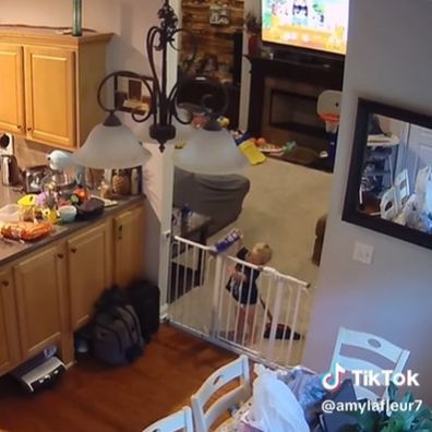 Toddler manages to get his hands on locked away snacks. 