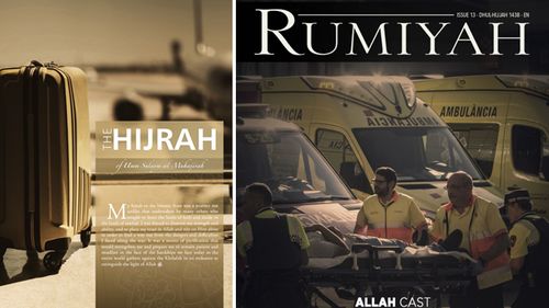 Issue 13 of Rumiyah features the story of an Australian woman who journeys into Syria with her children. (Supplied)