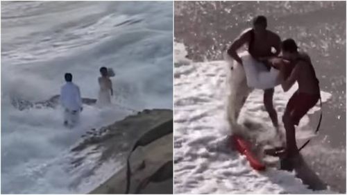 California wedding photoshoot couple washed out to sea