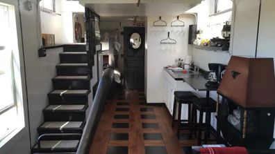Airbnb train conversion quirky accommodation Iowa America
