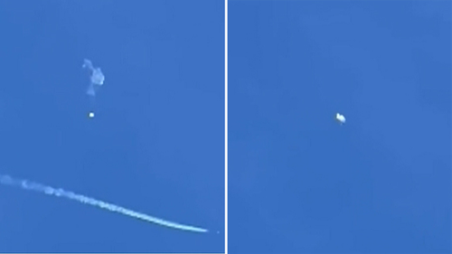 Video appears to the show the moment the spy balloon was shot down.