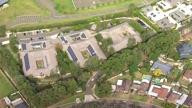 An aerial view of Newmarch House in Sydney's west, the location of a potentially deadly coronavirus outbreak.