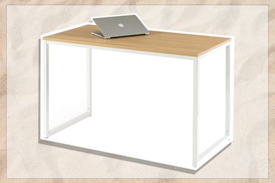 9PR: Zinus Soho Office Desk Computer Table | Dining Strong Metal Frame, Quick Assembly - Natural 140cm