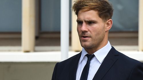 Jack de Belin leaves Wollongong court today.