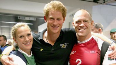 Mike and Zara Tindall with Prince Harry