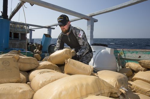 The drugs will now be disposed of at sea. (Australian Government Department of Defence)