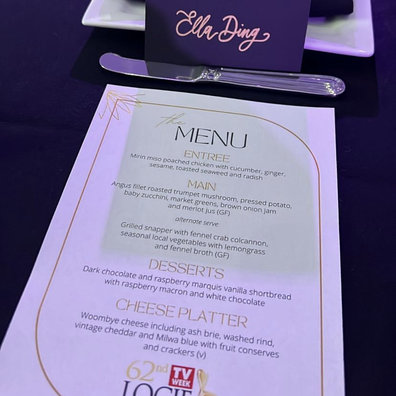 Logies 2022 menu sneak peek