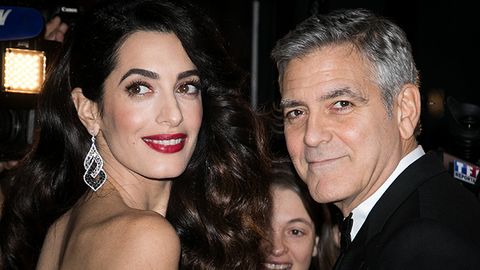 Amal Clooney baby bump with George Clooney at the Cesar Awards
