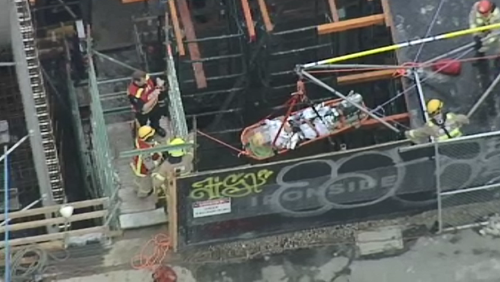Man falls 4.5m off scaffolding into construction site