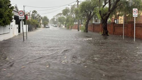 Golf Parade in Manly was flooded this morning.