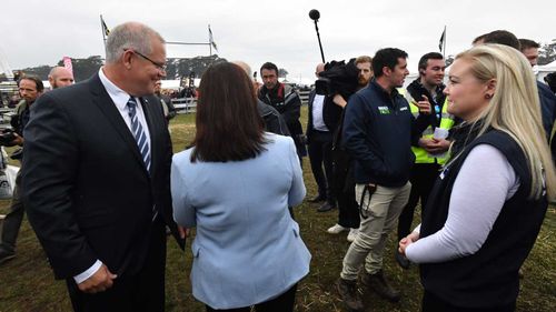 Jessica Whelan (right) with Scott Morrison earlier today.