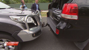 Caught on camera: Millionaire rams A Current Affair crew car 