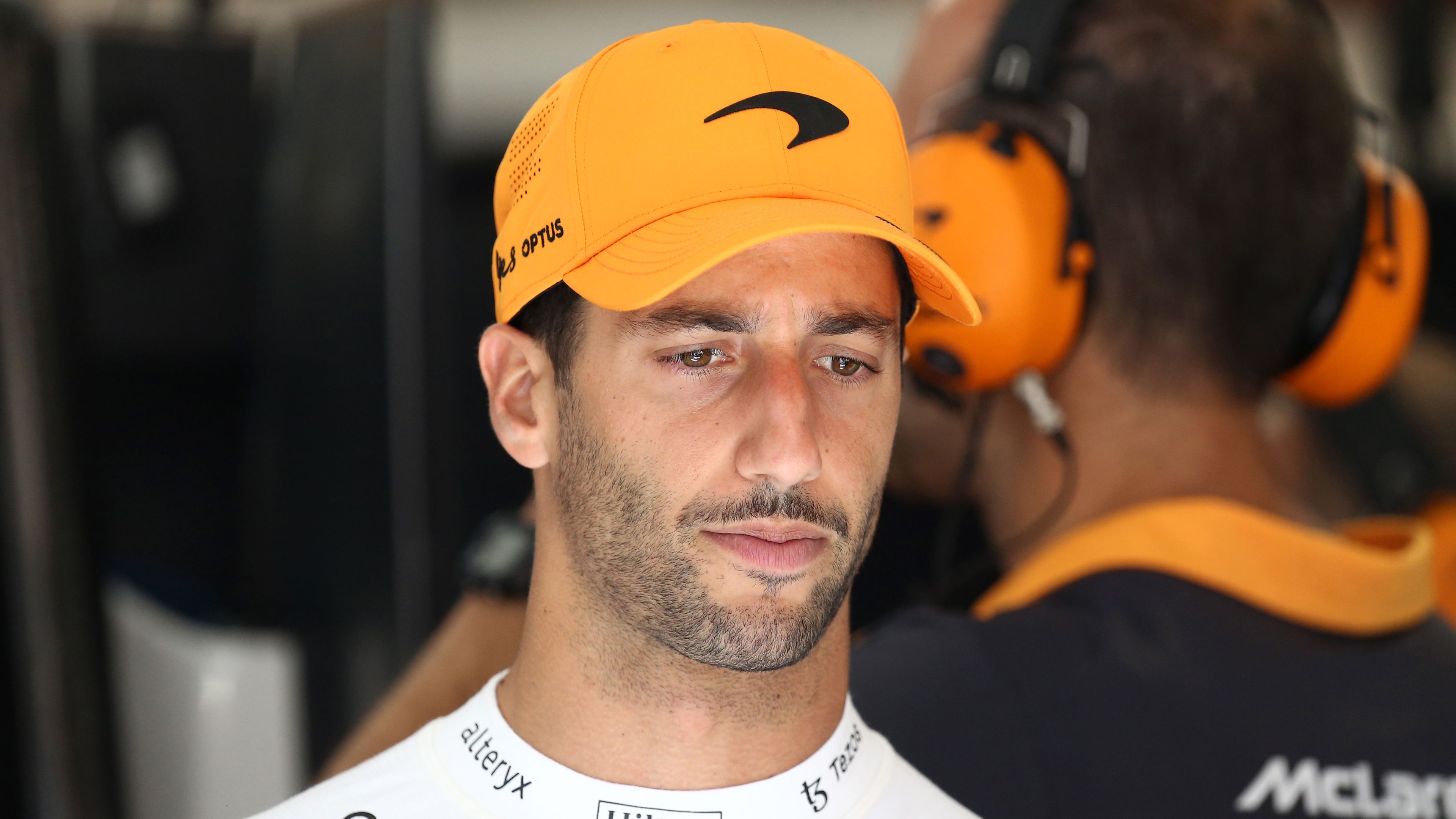 CROPPED. Daniel Ricciardo of McLaren  looks on during free practice 2 ahead of the F1 Grand Prix of Hungary. (Photo by Marco Canoniero/LightRocket via Getty Images)