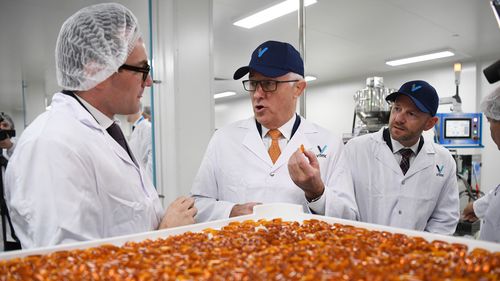 Mr Turnbull toured the new Vitex Pharmaceuticals factory in Eastern Creek. (AAP)