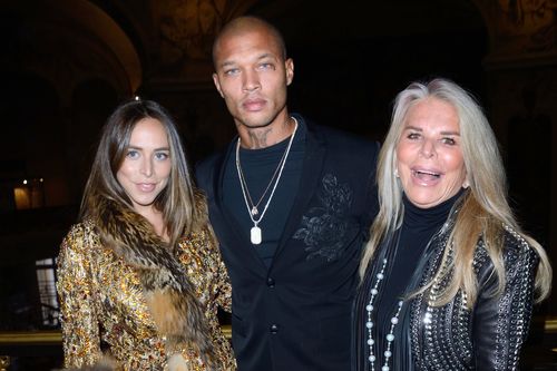 Jeremy Meeks with Chloe Green and prospective mother-in-law Tina Green at Ralph and Russo fashion show in Paris in January. Picture: PA