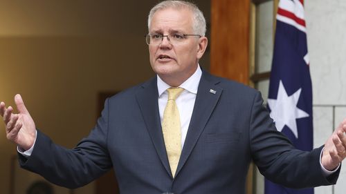 Le Premier ministre Scott Morrison lors d'une conférence de presse au Parlement à Canberra le mardi 1er mars.